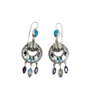 Nicky Butler Turquoise & Gemstone Earrings .925 Sterling New